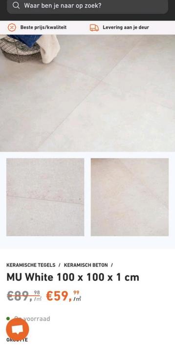 Lot tegels 1m x 1m betonlook White  beschikbaar voor biedingen