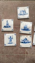 5 Delfts blauwe tegeltjes met tekening, Antiek en Kunst, Antiek | Wandborden en Tegels, Ophalen of Verzenden