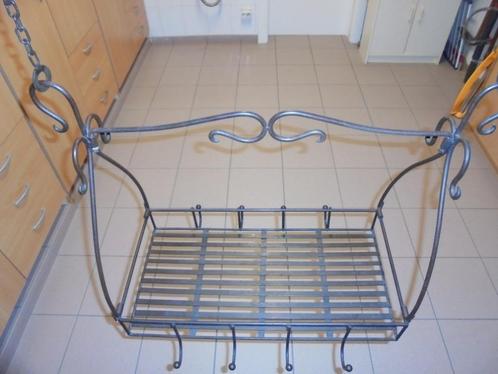 Zeldzame vintage hangend pannen- en pottenrek, Huis en Inrichting, Keuken | Potten en Pannen, Zo goed als nieuw, Overige typen