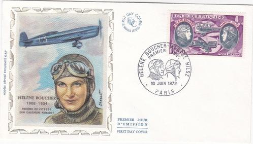 1e dag postzegel+omslag 1972- Hélène Boucher -vliegtuigpilot, Postzegels en Munten, Postzegels | Volle albums en Verzamelingen