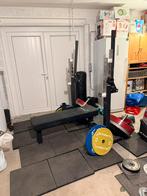 Combo rack + dalle caoutchouc + haltere ajustable, Enlèvement, Comme neuf