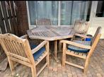 Ensemble de jardin, table et 4 chaises en bois dur, Jardin & Terrasse, Ensembles de jardin, Bois dur, 4 places, Utilisé, Enlèvement ou Envoi