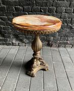 Anti. bijzettafeltje • plantenstaander • onyx/marmer • brons, Antiek en Kunst, Ophalen