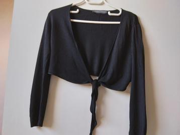 Gilet court à nouer, Enlèvement ou Envoi, Comme neuf, Taille 38/40 (M), Noir