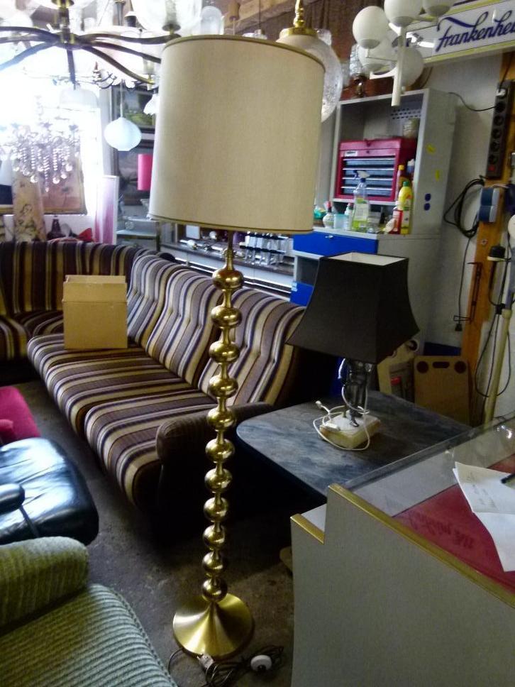 vintage staande lamp bubble messing-verguld mid-century, Huis en Inrichting, Lampen | Vloerlampen, Gebruikt, 150 tot 200 cm, Metaal