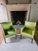 Metallic groene fauteuils., Gebruikt, Ophalen