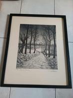 gesigneerde ets Emile de Cooman , naar de Beemden, Antiek en Kunst, Ophalen of Verzenden