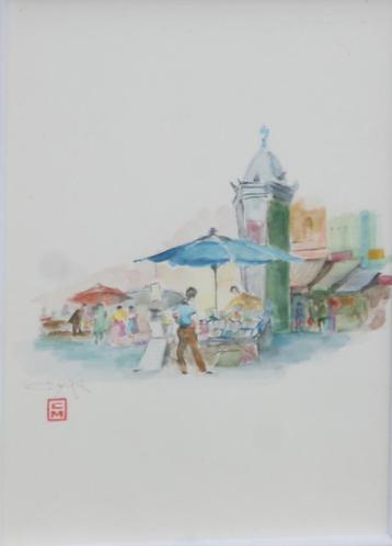 C. Mirik: Marktscene (44 x 53 cm) beschikbaar voor biedingen