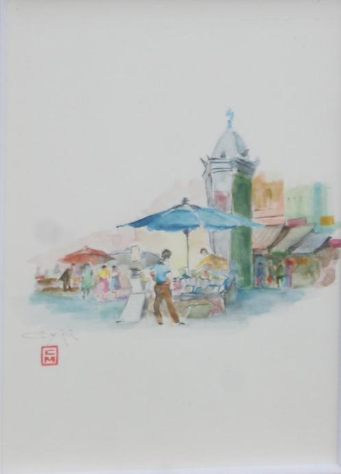 C. Mirik: Marktscene (44 x 53 cm), Antiek en Kunst, Kunst | Schilderijen | Klassiek, Ophalen of Verzenden