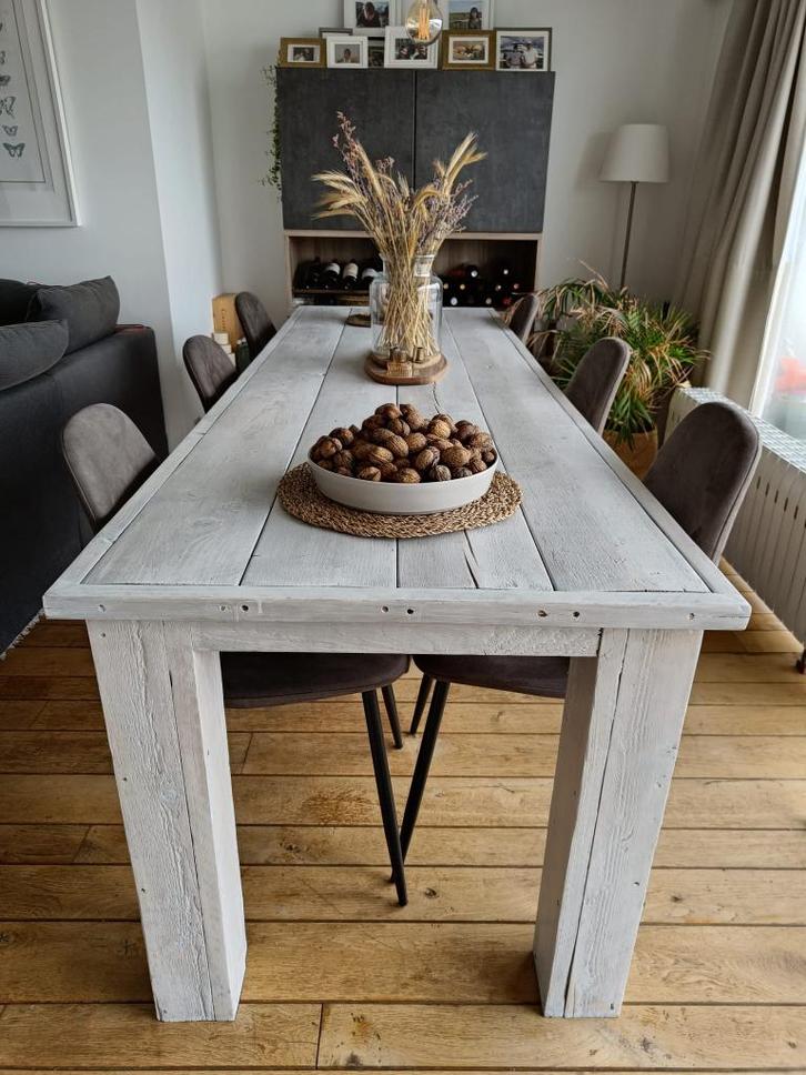 Stijlvolle landelijke eettafel – 240x80 cm, Huis en Inrichting, Tafels | Eettafels, Zo goed als nieuw, 50 tot 100 cm, 200 cm of meer