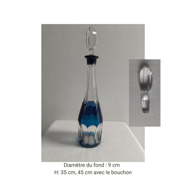 Kristallen karaf met blauwe voering, Antiek en Kunst, Antiek | Glaswerk en Kristal, Ophalen