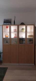 2x billy boekenkast met deuren en 4 spotjes, Ophalen, Met deur(en)