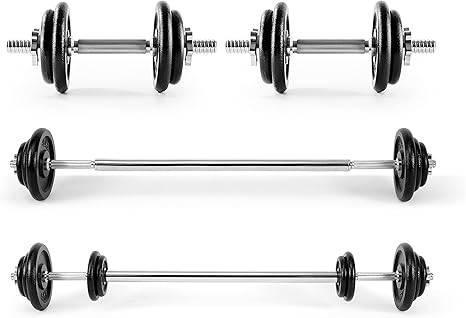 Halterset | 30 kg | korte en lange stang | GRATIS LEVERING, Sport en Fitness, Fitnessmaterialen, Nieuw, Halterset, Armen, Borst