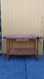 Houten werkbank met bankschroef, Ophalen, Gebruikt, 120 tot 170 cm, Bankschroef