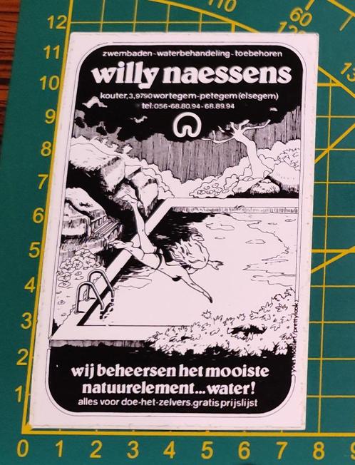 Sticker Willy Naessens zwembaden, Collections, Autocollants, Enlèvement ou Envoi