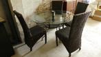 Glazen tafel met 4 stoelen, Ophalen, Gebruikt, Glas, Onbekend
