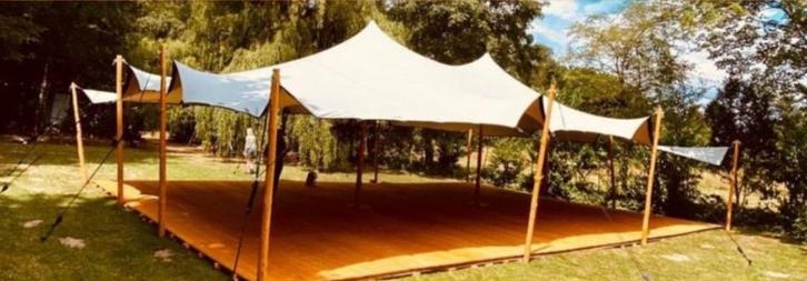 Stretchtent doek 10x15 meter, Beige, Hobby en Vrije tijd, Feestartikelen | Verhuur, Nieuw, Verzenden