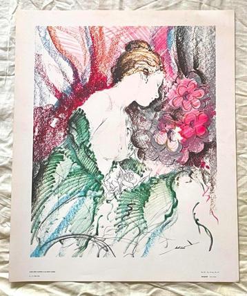 Kunstdruk: ' Naakt met bloemen ' Martí Carbó ~ Vintage 70s beschikbaar voor biedingen