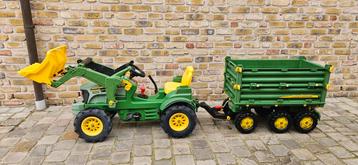 Tractor met schep en kiepwagen (John Deere) beschikbaar voor biedingen