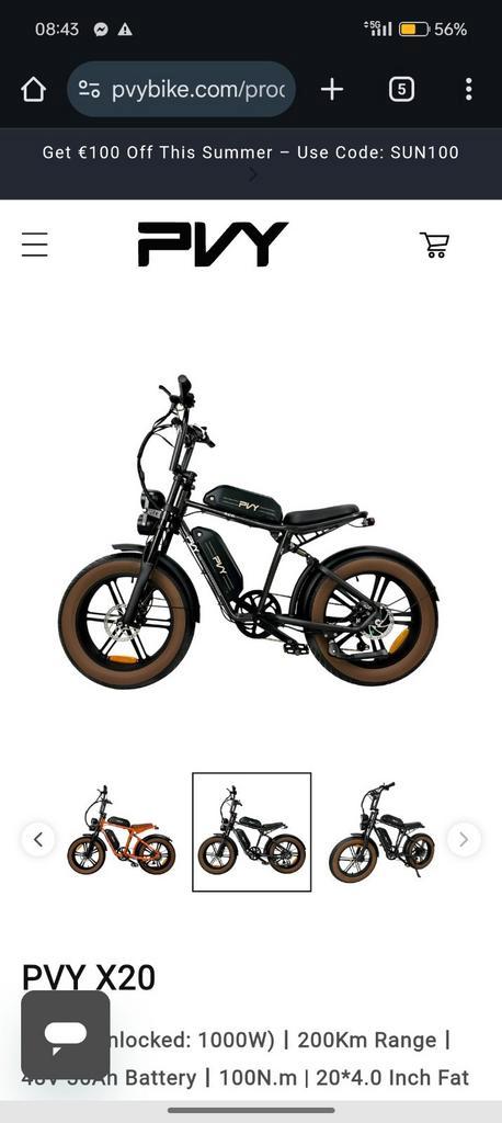 Fatbike PVY X20 long range, Fietsen en Brommers, Elektrische fietsen, Zo goed als nieuw, Ophalen