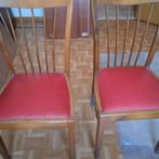 2 vintage stoelen met leder zit, perfecte staat, Ophalen