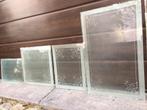 12 stuks geëtst glas uit oud herenhuis, Doe-het-zelf en Bouw, Ophalen, Gebruikt