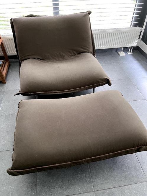 Fauteuil + dormeuse Cinna Calin, marron, occasion, Maison & Meubles, Fauteuils, Utilisé, Métal, Tissus, 100 à 125 cm, Moins de 75 cm