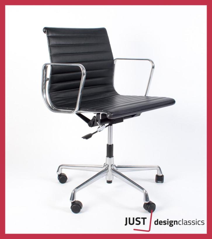 Vitra Eames ea 117 Zwart Leder Gepolijst  (voorraad:3), Huis en Inrichting, Bureaustoelen, Zwart, Ophalen
