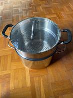 Pasta set 3 delig, pan-inzetdeel-deksel 24cm, 6.7ltr, Huis en Inrichting, Keuken | Potten en Pannen, Inox, Zo goed als nieuw, Keramische plaat