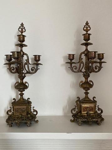 Set antieke bronzen kandelaars – 44 cm – barok stijl beschikbaar voor biedingen