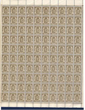 postzegels belgie nr 420 xx in volledig vel van 100 stuks, Verzenden, Orginele gom, Zonder stempel, Postfris