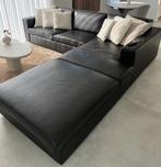 Lederen hoeksalon met long chair, Huis en Inrichting, Ophalen, Gebruikt, Leer, Tijdloos - modern