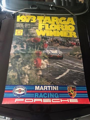 Affiche de 1973 - Porsche 911 Carrera - Martini - Targa Flor, Collections, Enlèvement ou Envoi, Utilisé, Voitures