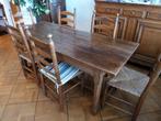 Eiken tafel + 6 stoelen, Huis en Inrichting, 50 tot 100 cm, 150 tot 200 cm, Gebruikt, Rechthoekig