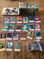 Yu-Gi-Oh cards + sealed sleeves + empty tin, Ophalen of Verzenden, Zo goed als nieuw