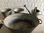Zinken kuip, 2 zinken emmers en 1 zinken gieter, Antiek en Kunst, Ophalen