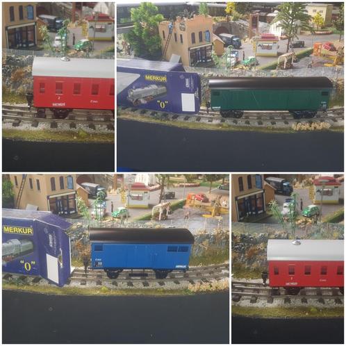 Voie 0 4 wagons Merkur avec attelage Märklin, Hobby & Loisirs créatifs, Trains miniatures | Échelles Autre, Comme neuf, Wagon