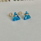 Oorbellen zirkoon driehoel futuristic, Met kristal, Blauw, Nieuw, Ophalen of Verzenden