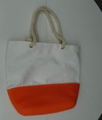 TAS STRANDTAS SHOPPER CANVAS SILICONE WIT ORANJE NIEUW, 40 tot 60 cm, Nieuw, Oranje, 35 tot 55 cm