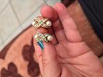 Vergulde vintage oorbellen met crystals en parels goede slot, Ophalen of Verzenden, Zo goed als nieuw
