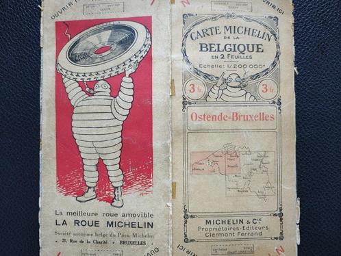 Michelin Carte routière Bruxelles Ostende années 20 Belgique, Boeken, Atlassen en Landkaarten, Gelezen, Overige typen, België