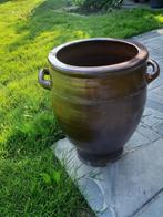 Vintage vetpot, bruin geglazuurd, Tuin en Terras, Bloempotten, Gebruikt, Tuin, Rond, Aardewerk