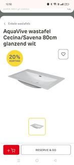 Wastafel 80 cm nieuw aquavive wit, Huis en Inrichting, Badkamer | Badkamermeubels, Verzenden, Nieuw, 50 tot 100 cm, Wasbak of Wastafel