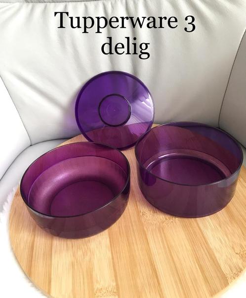 Tupperware eleganza 2 potten met 1 deksel en passen op beide, Maison & Meubles, Cuisine| Tupperware, Neuf, Autres types, Violet
