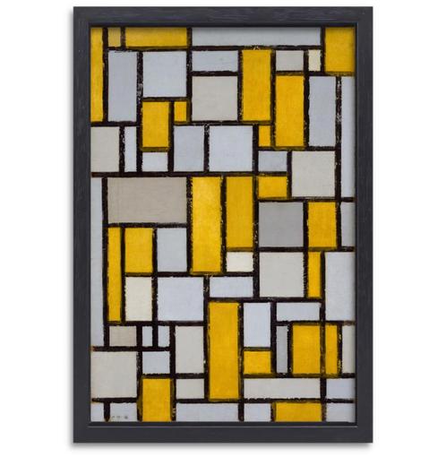 Compositie met raster 1 - Piet Mondriaan canvas + baklijst 6, Antiek en Kunst, Kunst | Schilderijen | Abstract, Verzenden