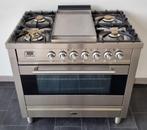 ☘️️️️Luxe Fornuis Boretti 90 cm rvs 5 pits Frytop 1 oven, 60 cm of meer, 5 kookzones of meer, Vrijstaand, 90 tot 95 cm