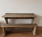 Houten schoolbankje, Huis en Inrichting, Tafels | Sidetables, Ophalen, Gebruikt, 100 tot 150 cm, Rechthoekig