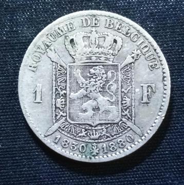 1 frank FR 1880 (volledig kruis) - Leopold II beschikbaar voor biedingen