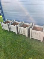 4 plantenbakken hout, Tuin en Terras, Ophalen, Gebruikt, Minder dan 60 cm, Vierkant