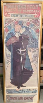 Grote Art Nouveau poster Mucha in vergulde houten kader, Verzamelen, Ophalen, Gebruikt, Met lijst, Deurposter of groter